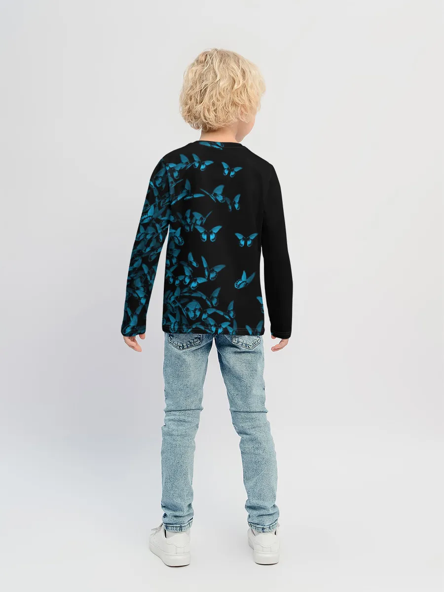 Детский лонгслив / Синие бабочки