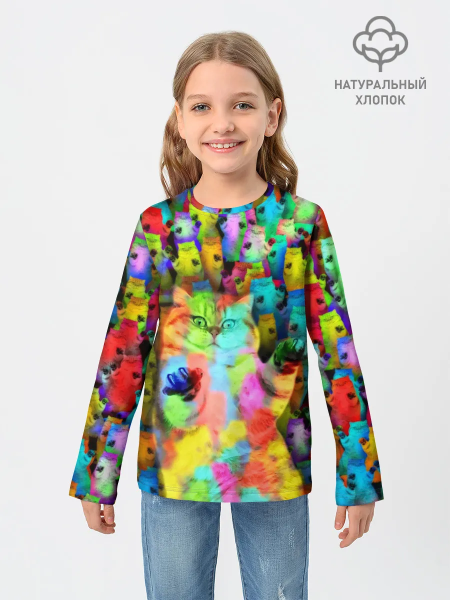Детский лонгслив / Котики на дискотеке