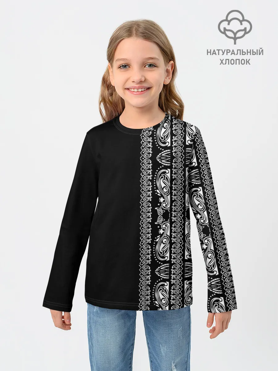 Детский лонгслив / Узор на чёрном