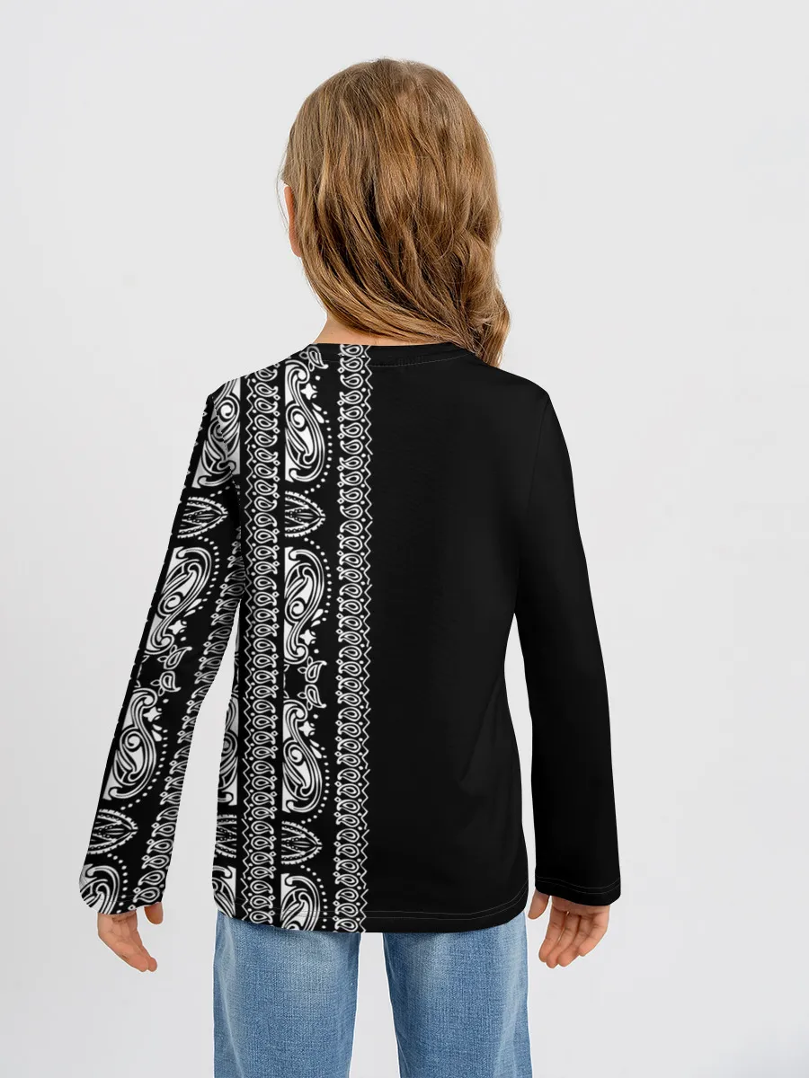 Детский лонгслив / Узор на чёрном