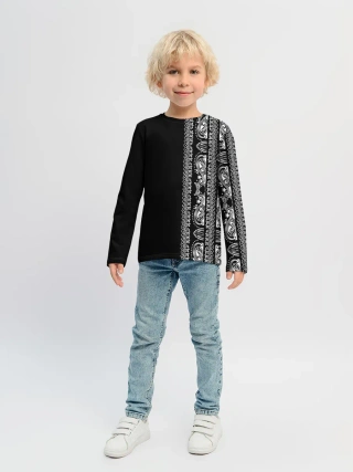 Детский лонгслив / Узор на чёрном