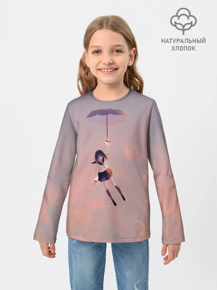 Детский лонгслив / Девушка с зонтом