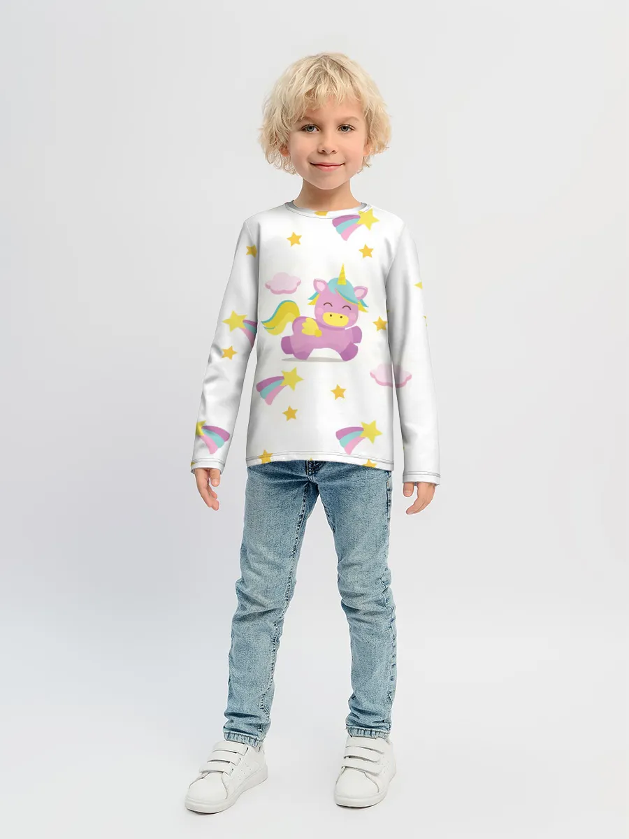 Детский лонгслив / Розовый единорог