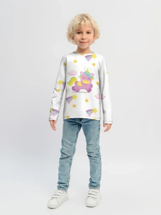 Детский лонгслив / Розовый единорог
