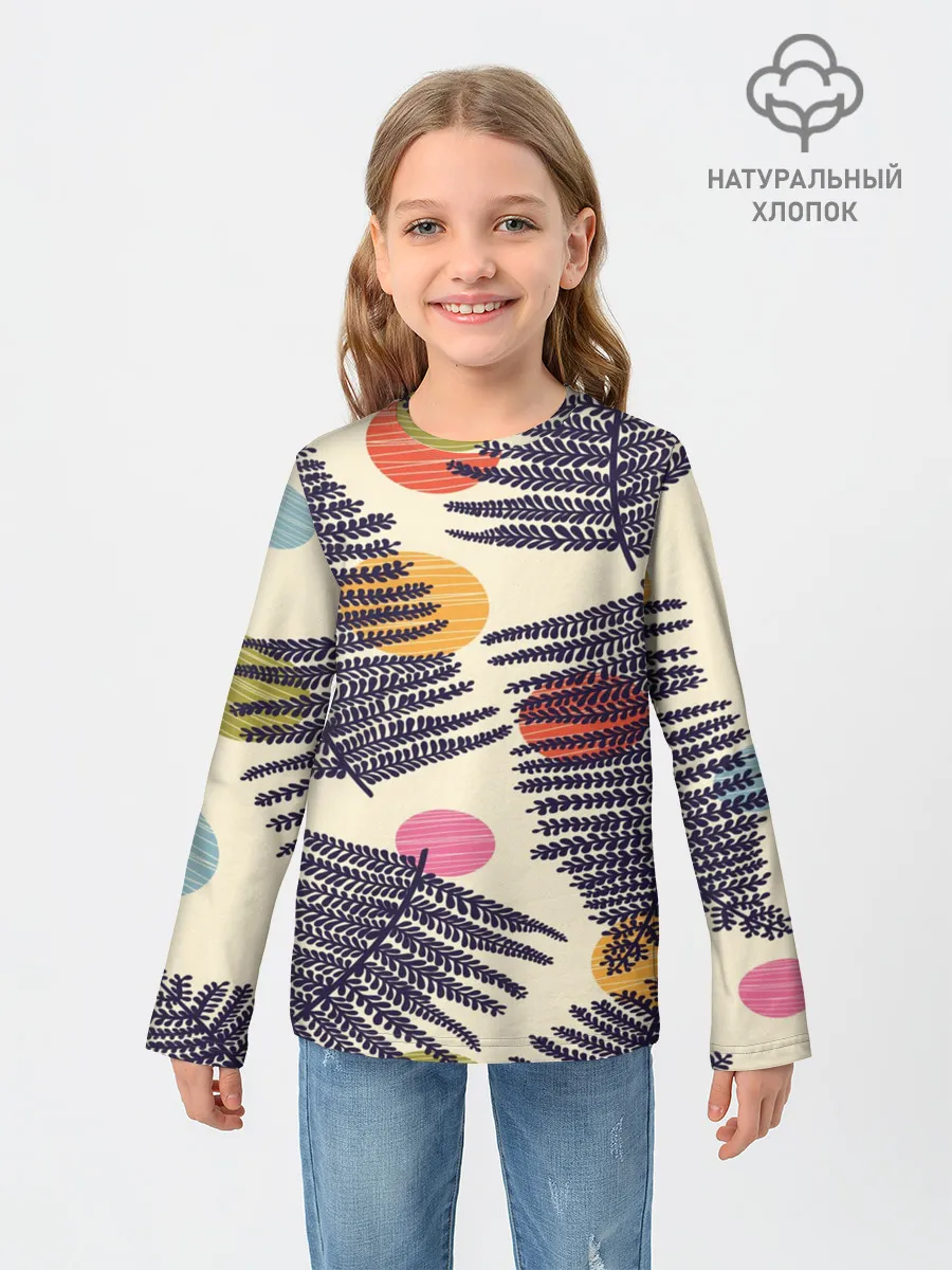 Детский лонгслив / Тропики паттерн