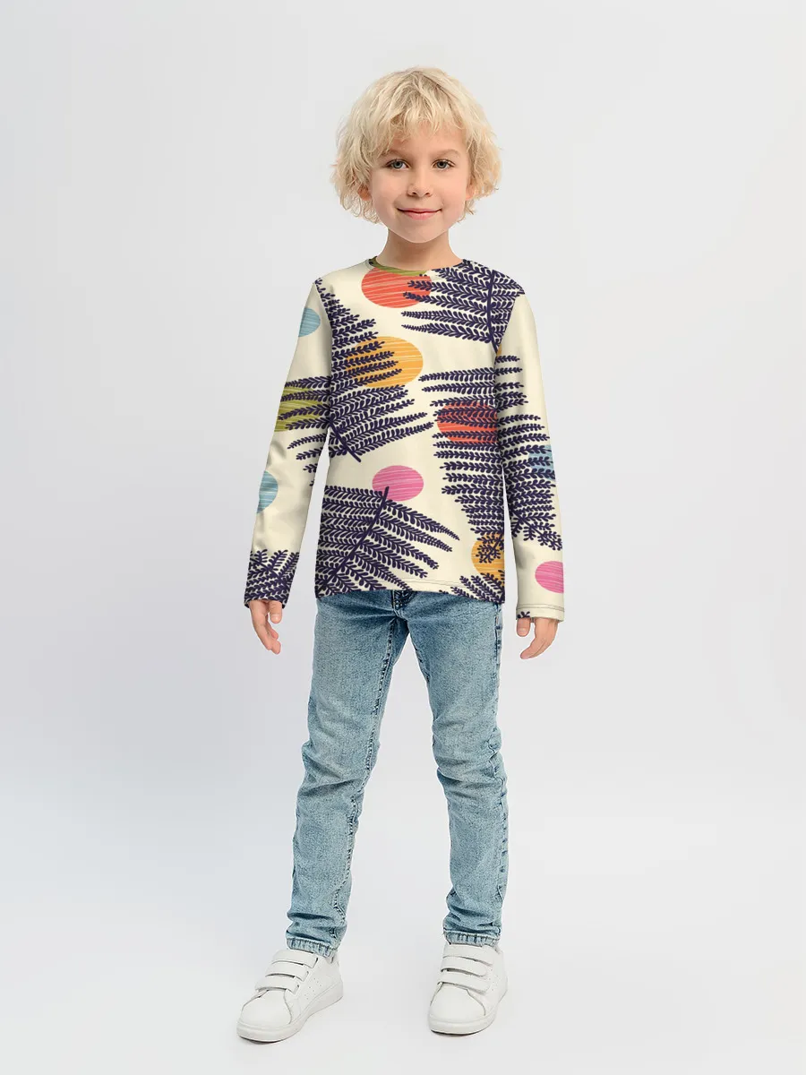 Детский лонгслив / Тропики паттерн