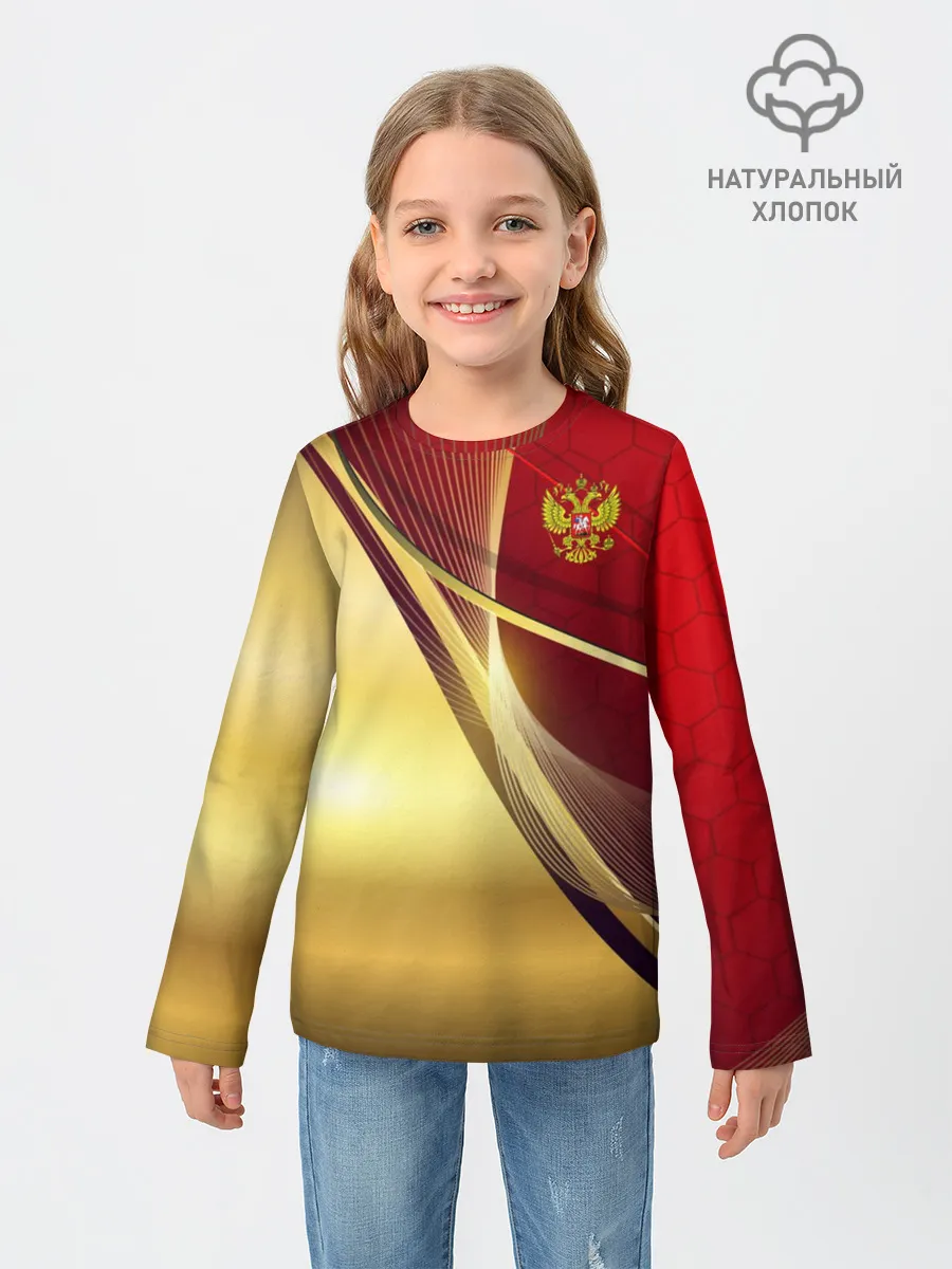 Детский лонгслив / RUSSIA SPORT: Red and Gold.