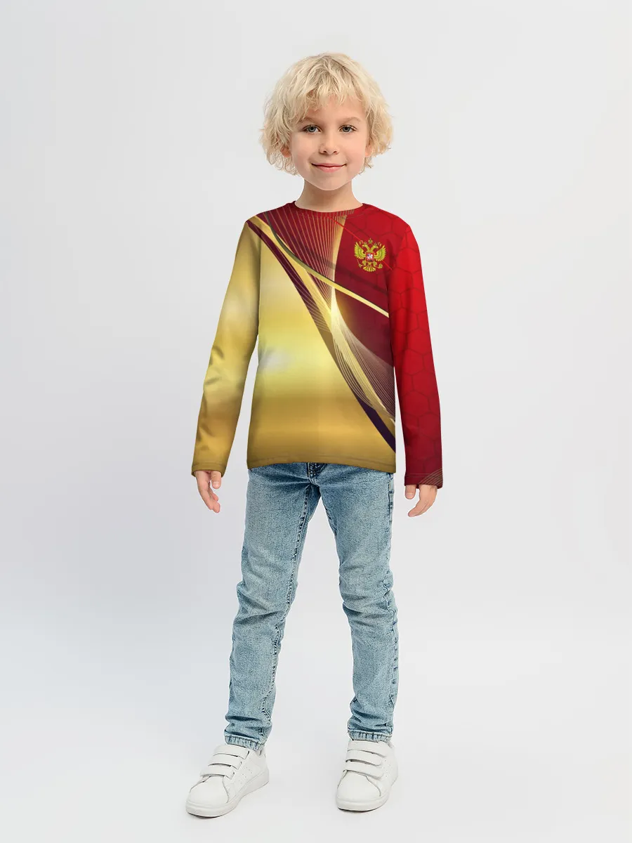 Детский лонгслив / RUSSIA SPORT: Red and Gold.