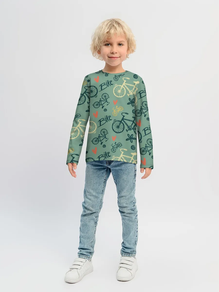 Детский лонгслив / Велосипед Текстура