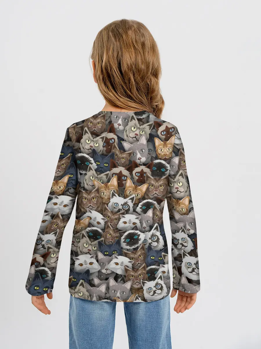 Детский лонгслив / Коты разных пород