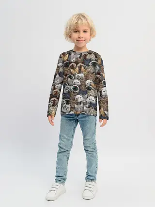 Детский лонгслив / Коты разных пород