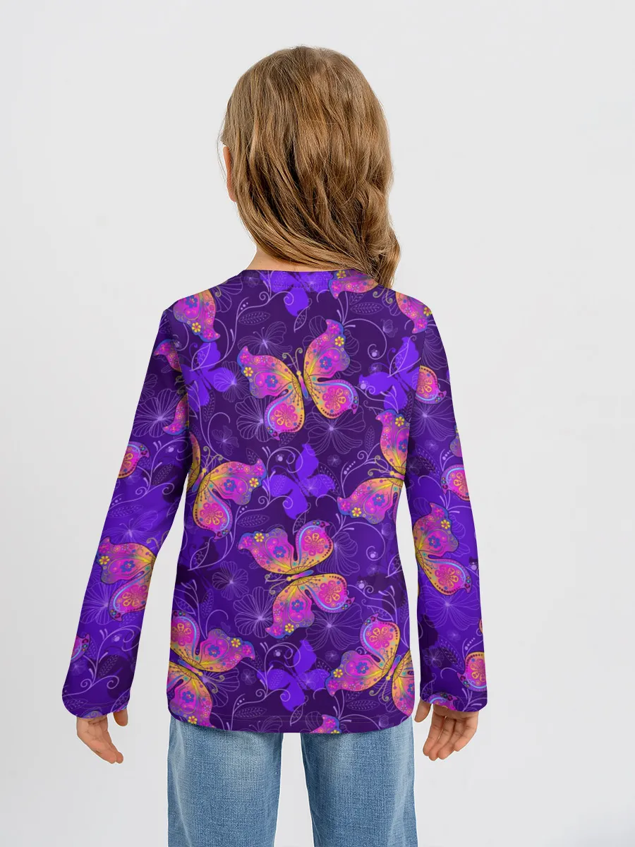 Детский лонгслив / Розовые бабочки