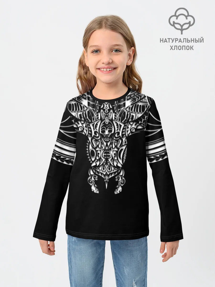 Детский лонгслив / Узор в стиле маори / полинезия