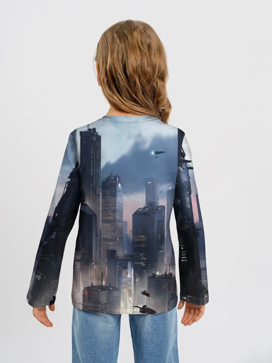 Детский лонгслив / Cyberpunk 2077 city