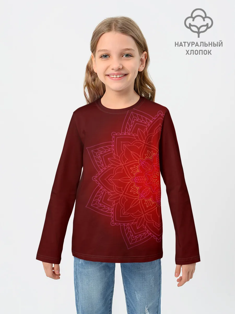 Детский лонгслив / Красная мандала