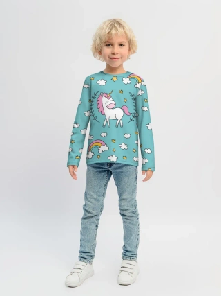 Детский лонгслив / Единорог радуга