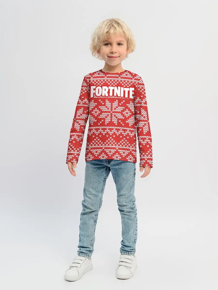 Детский лонгслив / Новогодний Fortnite