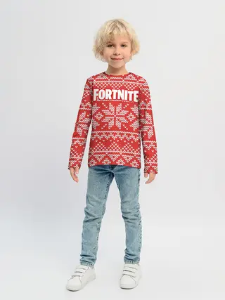 Детский лонгслив / Новогодний Fortnite