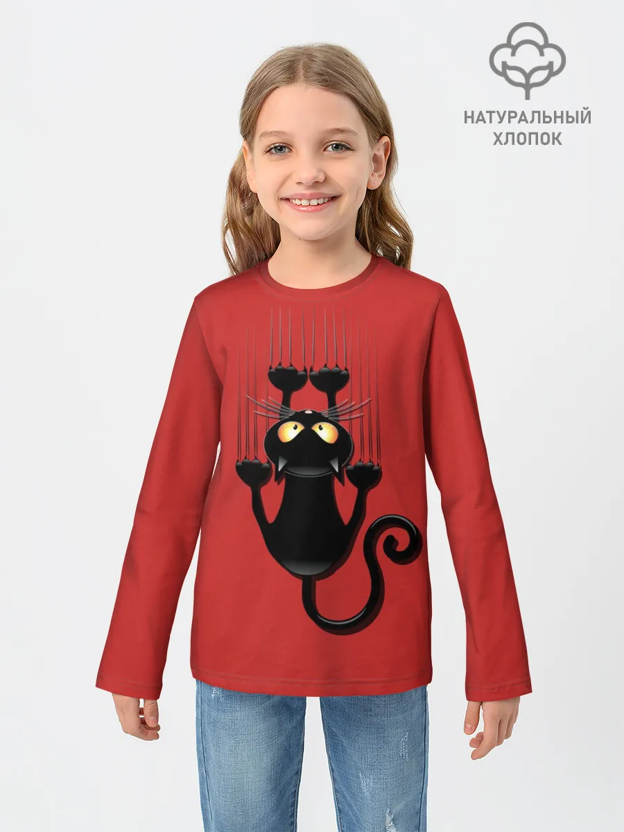 Детский лонгслив / Черный Кот