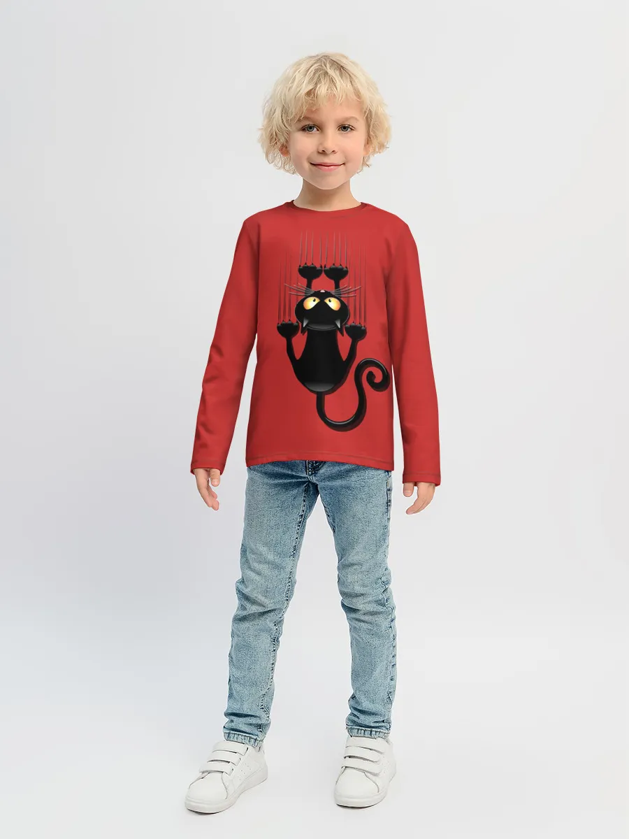 Детский лонгслив / Черный Кот