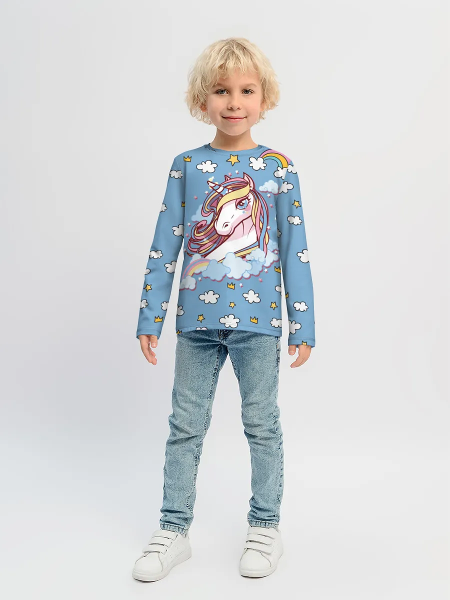 Детский лонгслив / Радужный Единорог