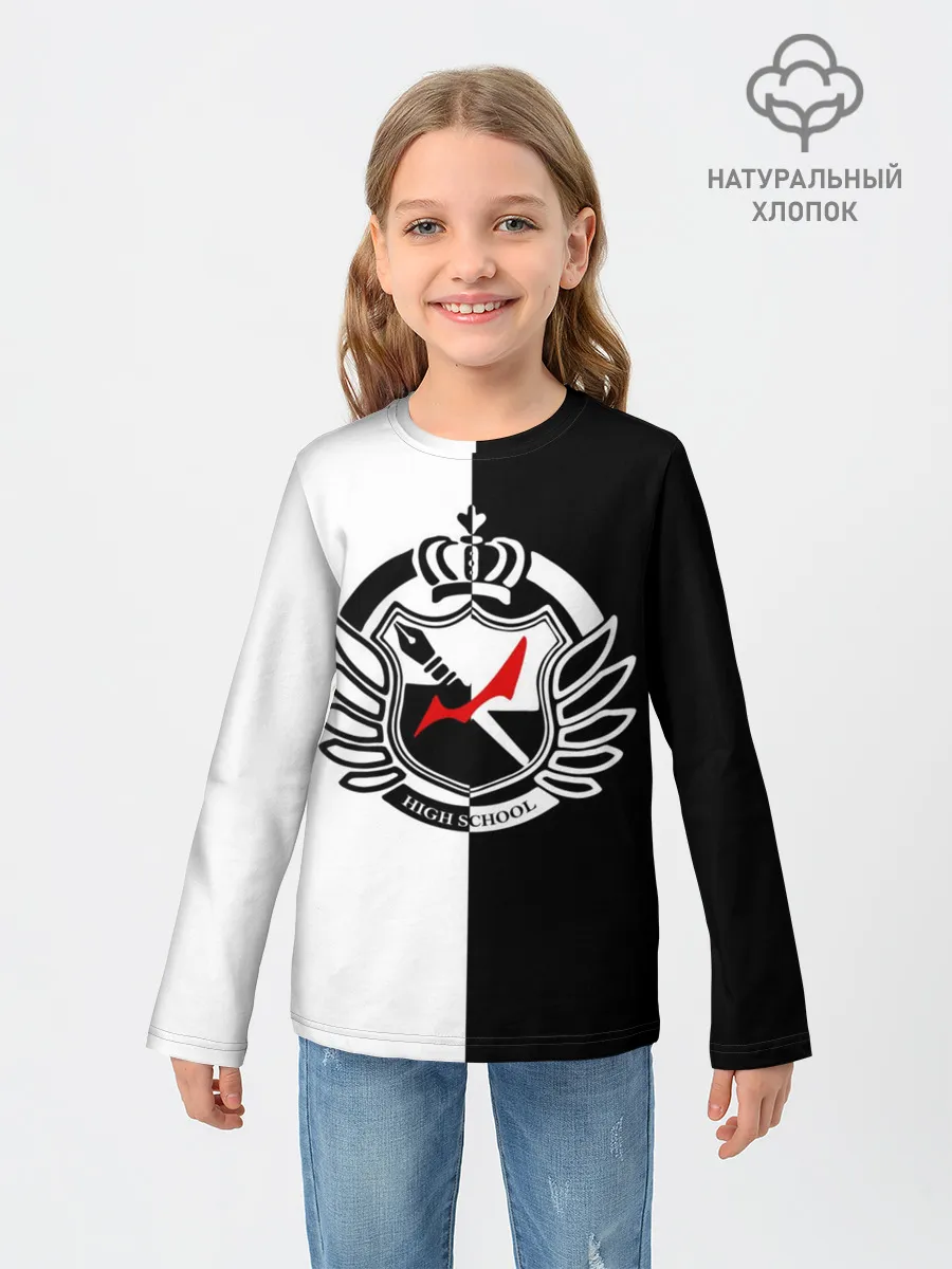 Детский лонгслив / MONOKUMA SCHOOL с фоном