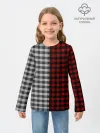 Детский лонгслив / Красно белая рубашка в клетку