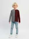 Детский лонгслив / Красно белая рубашка в клетку