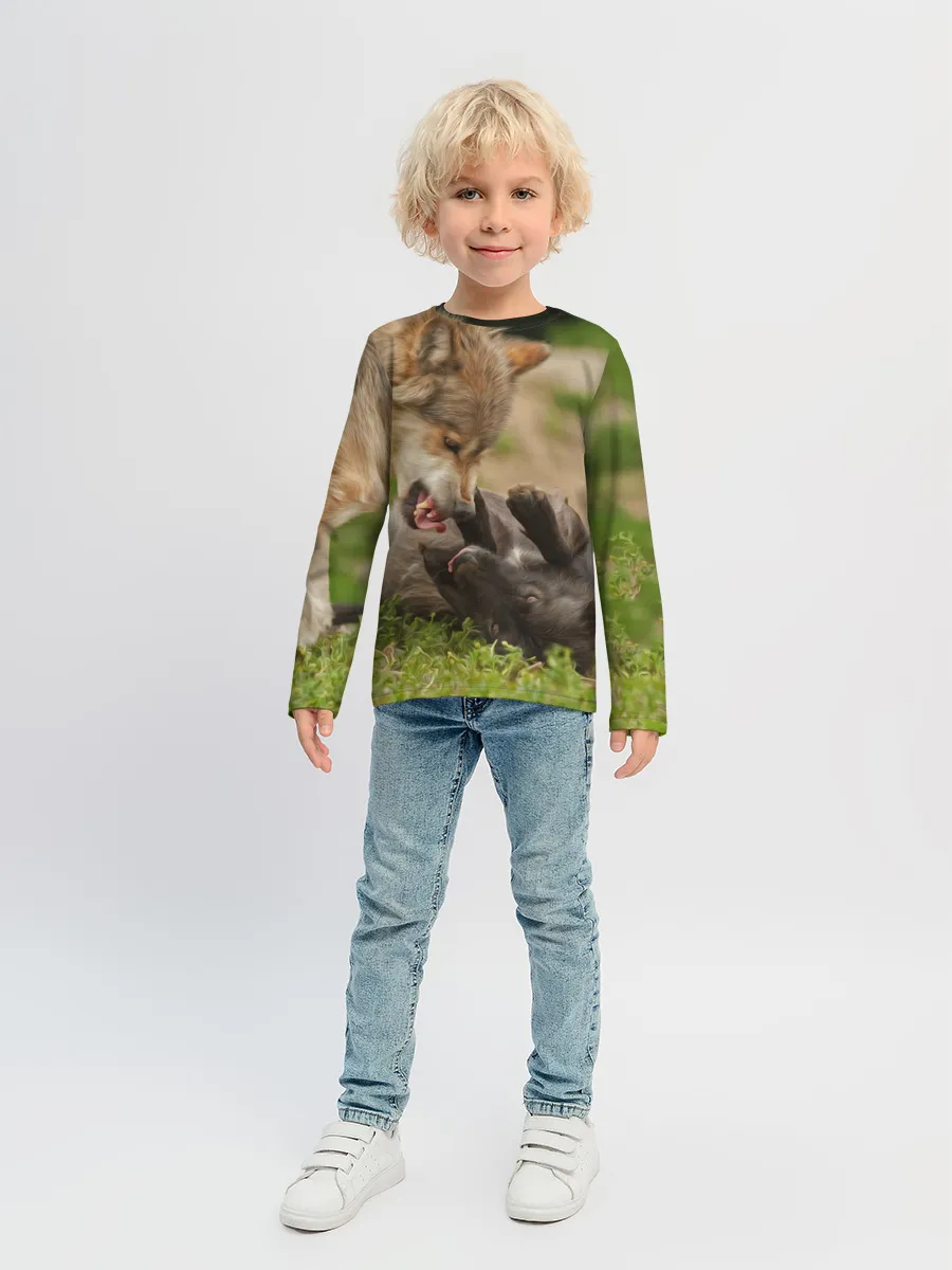 Детский лонгслив / Волки