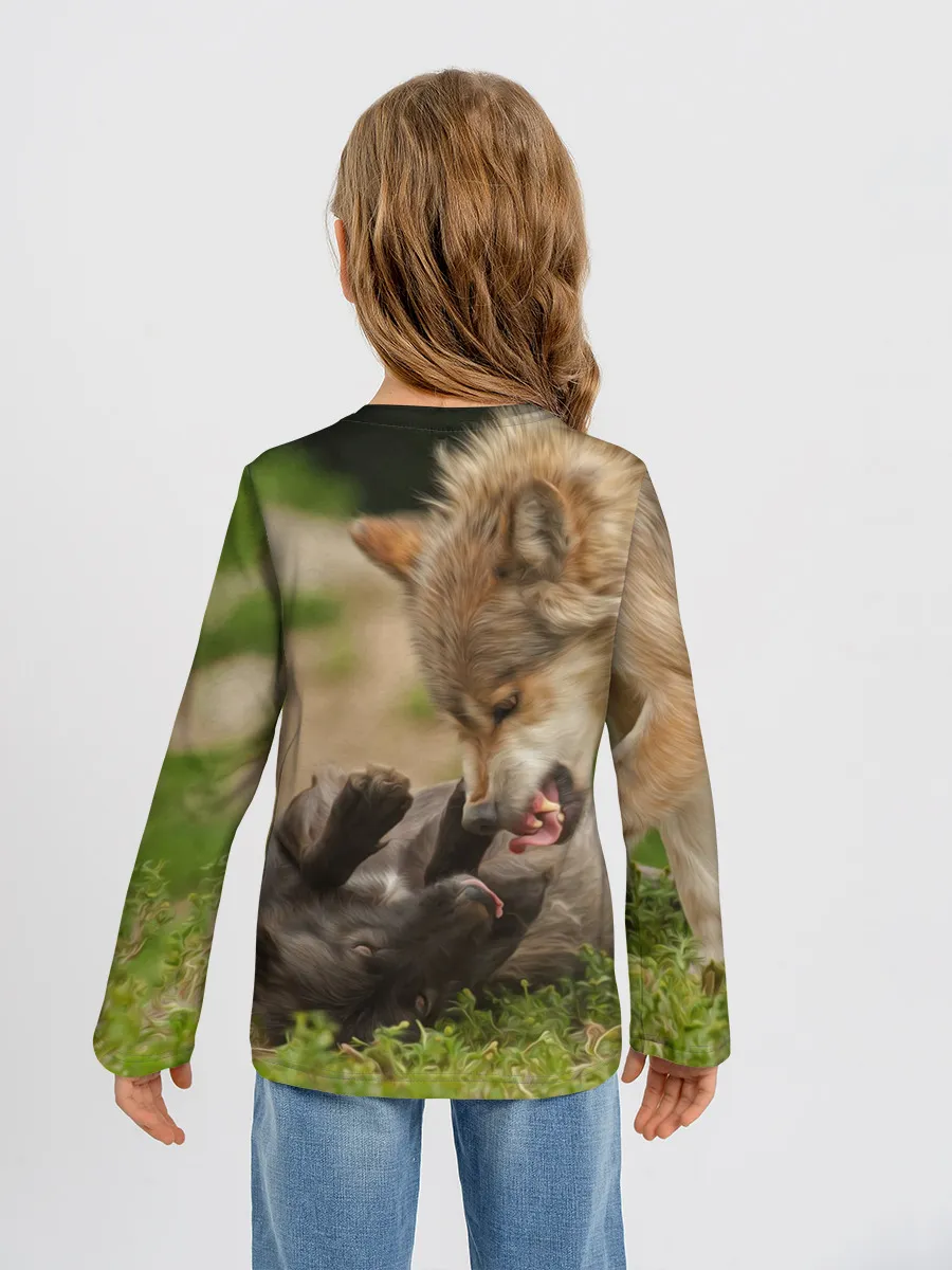 Детский лонгслив / Волки