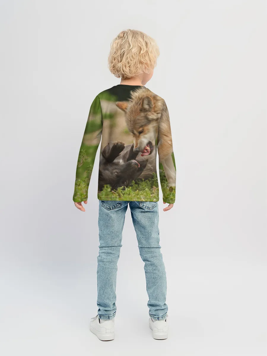 Детский лонгслив / Волки