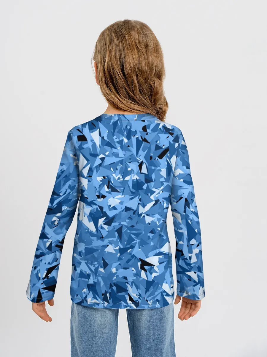 Детский лонгслив / Сине-бело-голубой лев