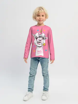 Детский лонгслив / Hello llamacorn