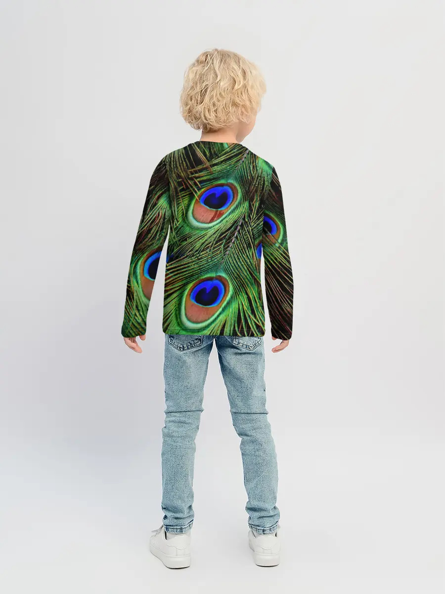 Детский лонгслив / Перья павлина #1