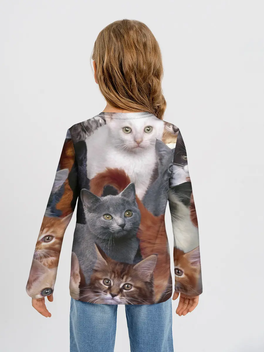 Детский лонгслив / Много котов