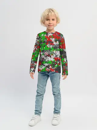 Детский лонгслив / Камуфляж с буквами FCLM