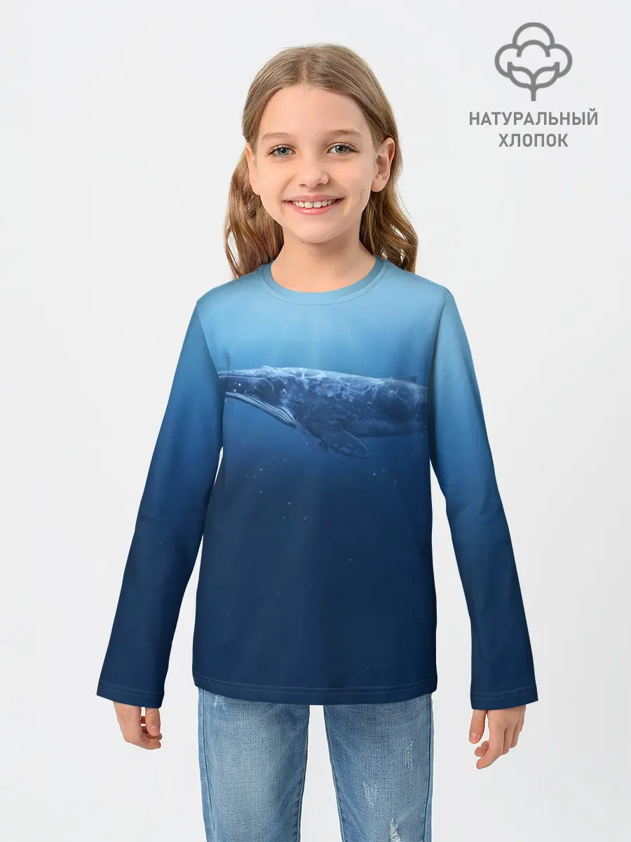 Детский лонгслив / Кит