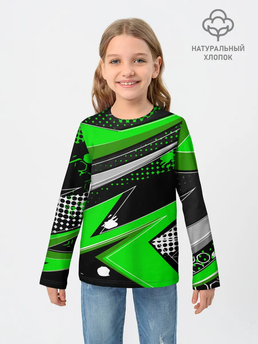 Детский лонгслив / Зеленая краска