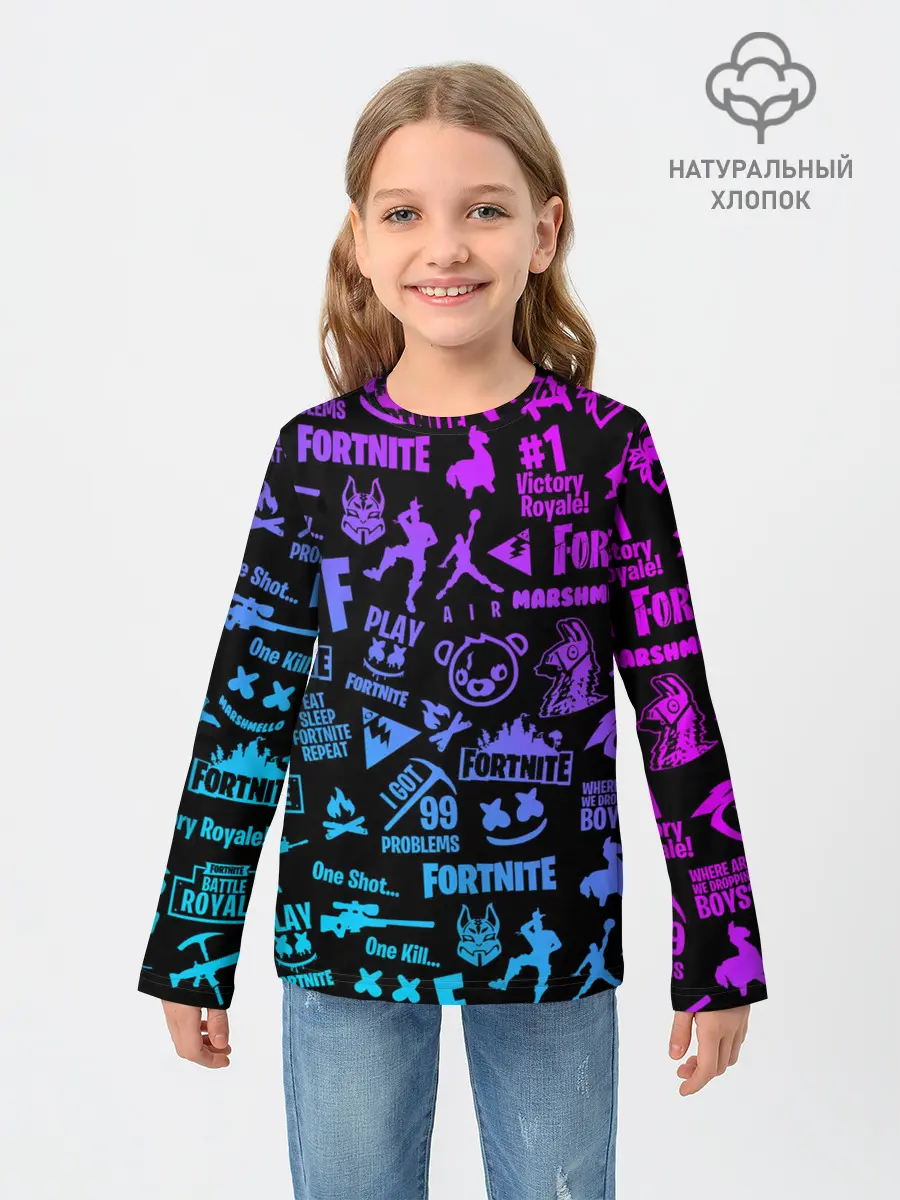 Детский лонгслив / FORTNITE NEON | ФОРТНАЙТ НЕОН