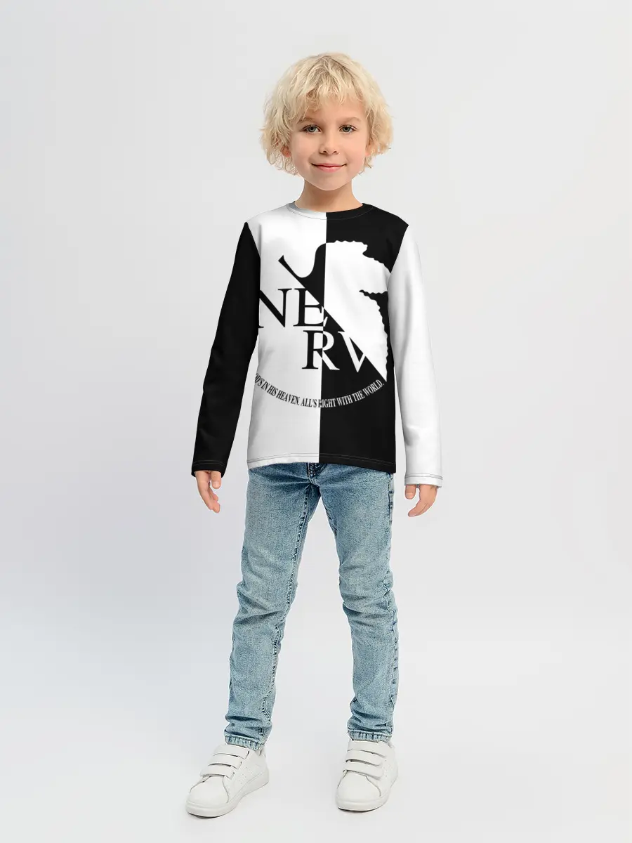 Детский лонгслив / Nerv black and white