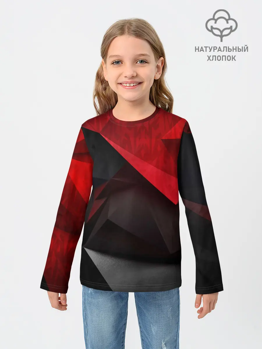 Детский лонгслив / Red & Black