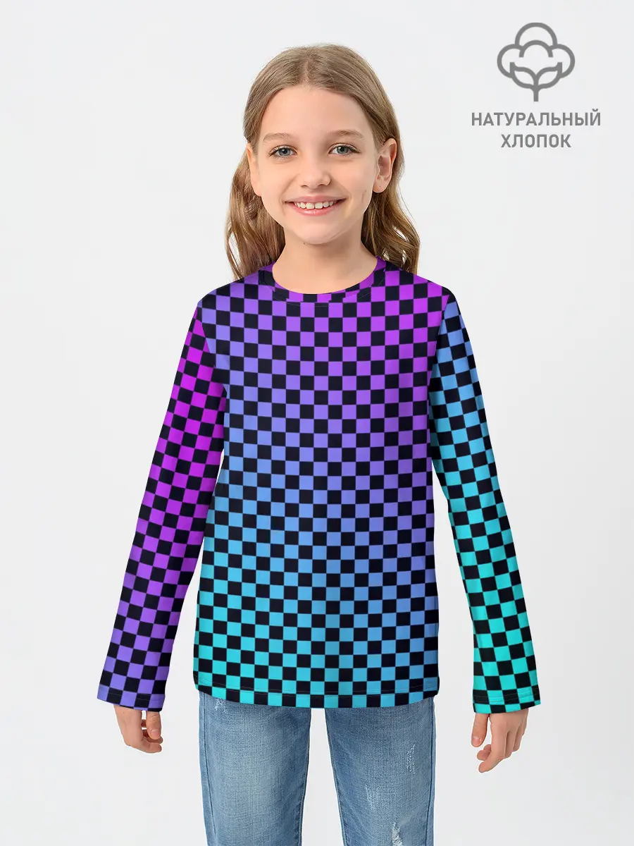 Детский лонгслив / Checkerboard gradient