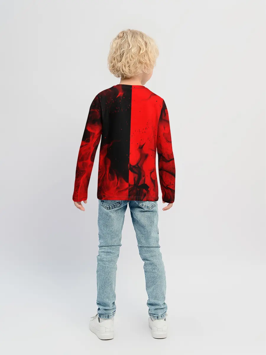 Детский лонгслив / BLACK RED FIRE