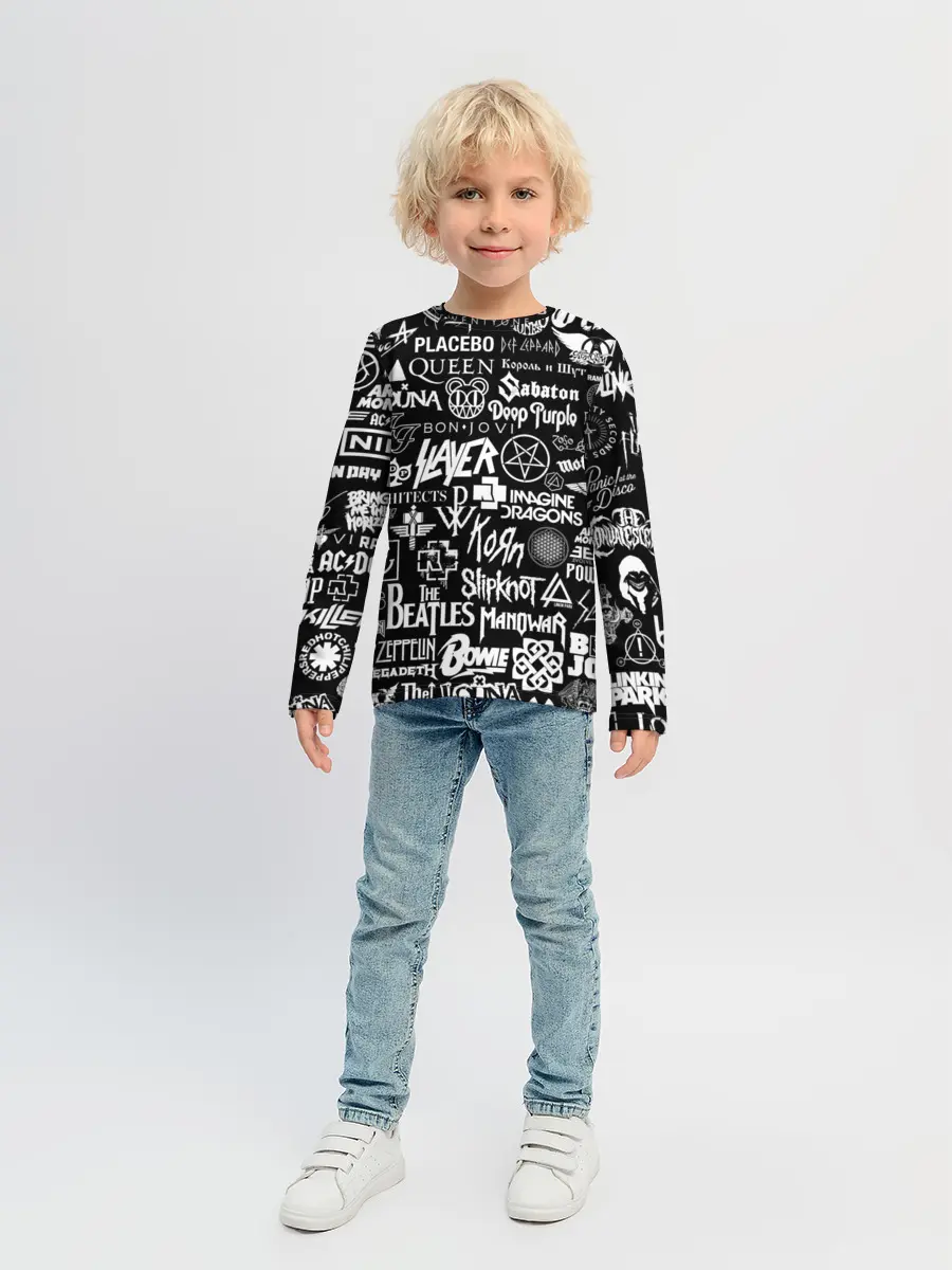 Детский лонгслив / ЛОГОТИПЫ РОК ГРУПП | ROCK