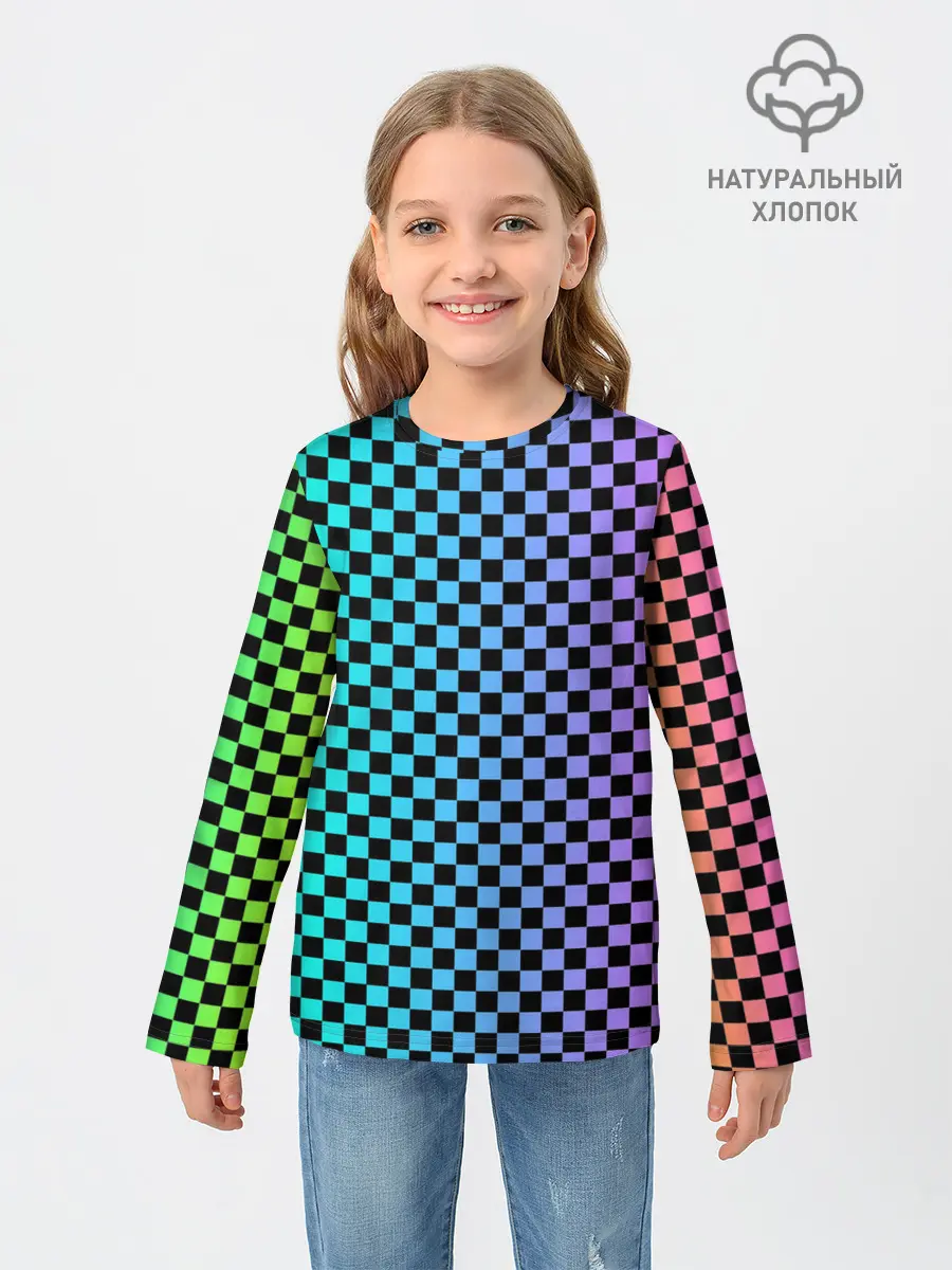Детский лонгслив / Checkerboard Color
