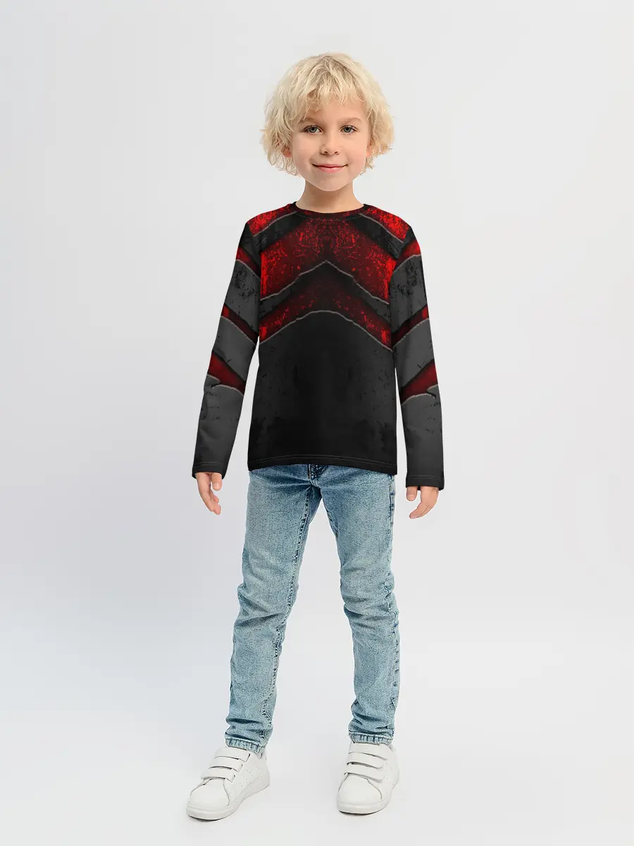 Детский лонгслив / Black & Red Metal