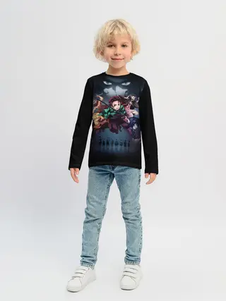 Детский лонгслив / Kimetsu no Yaiba на черном
