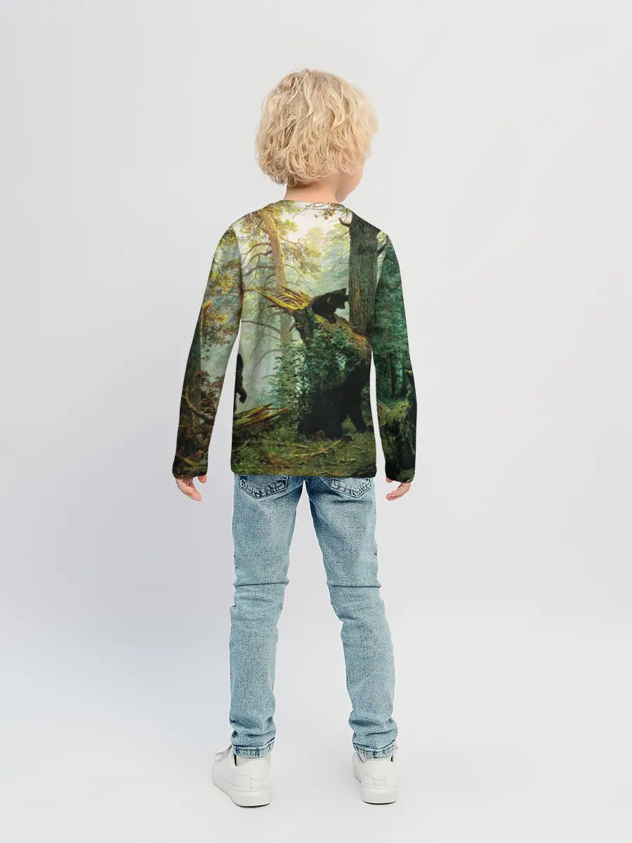Детский лонгслив / Утро в сосновом лесу