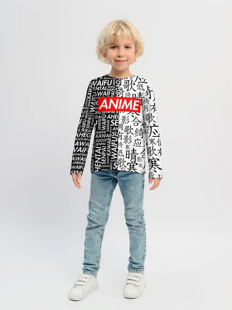 Детский лонгслив / Anime black&white