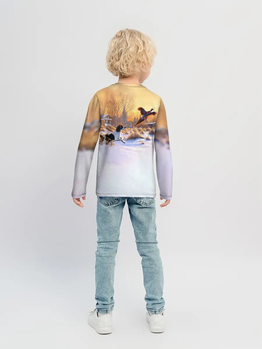 Детский лонгслив / Собака и фазан